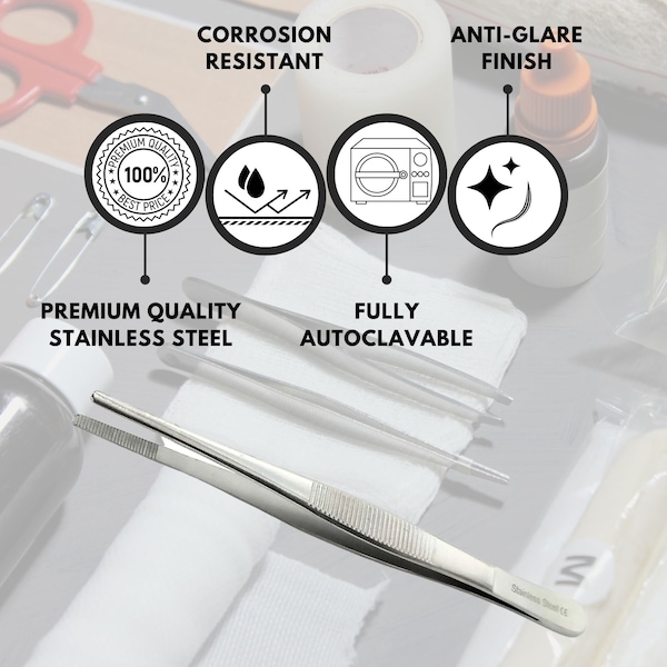 Utility Tweezers Straight Serrated Jaws 5.5L, Stainless Steel